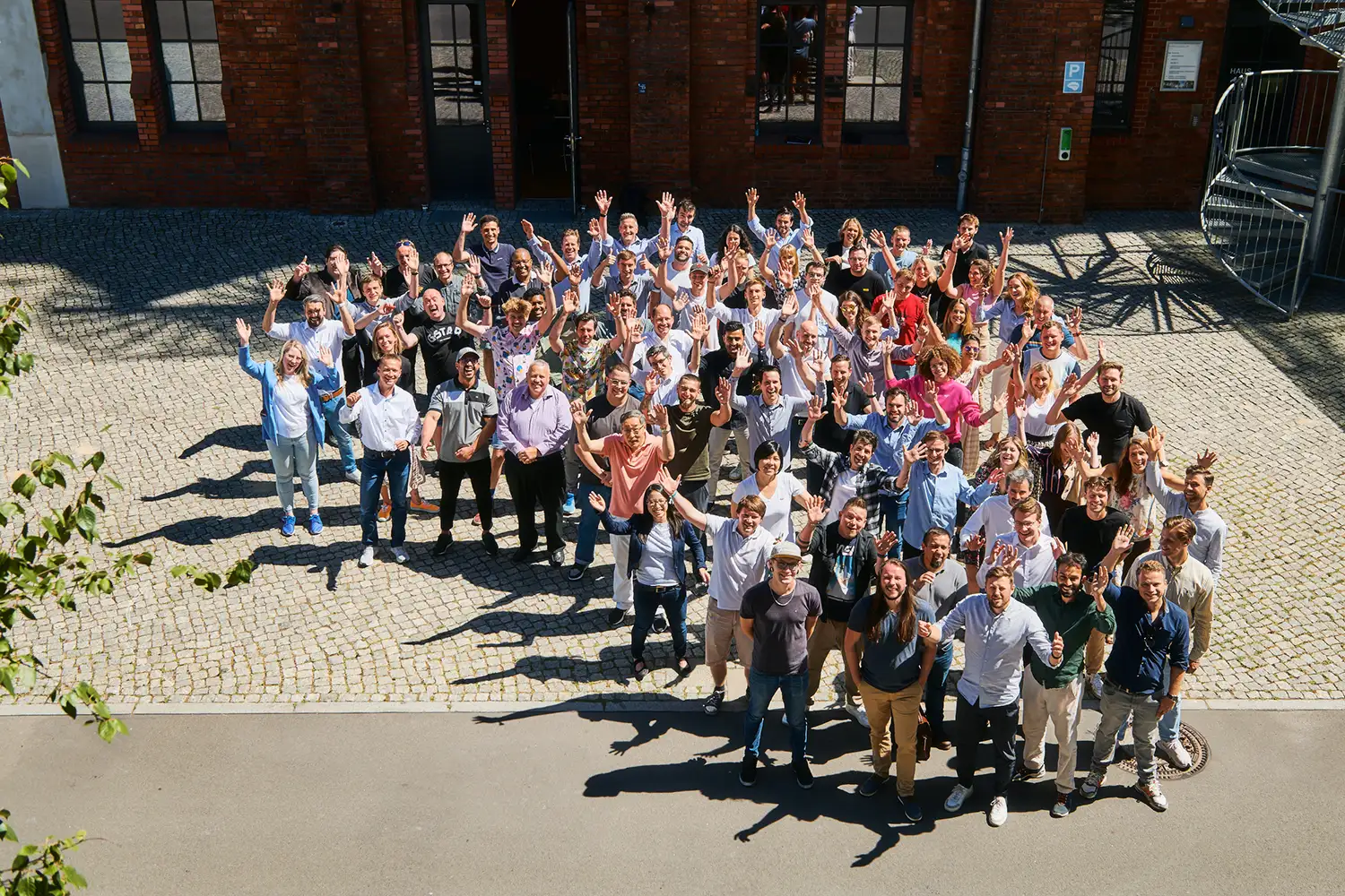 Group of ubitricity employees who are operating thousands of charge points in the UK, France, Germany, and other European countries.