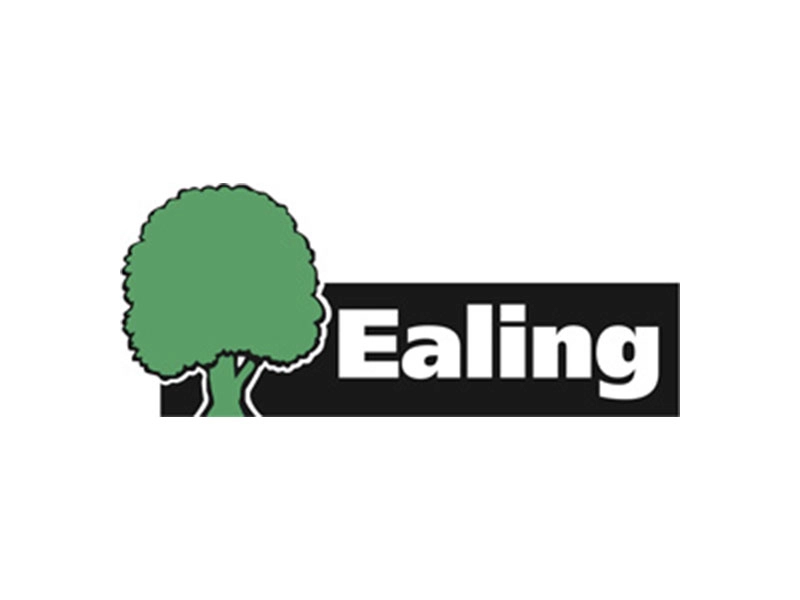 Logo of Ealing London Borough Council , where ubitricity operates hundreds of public charging stations for electric vehicles.