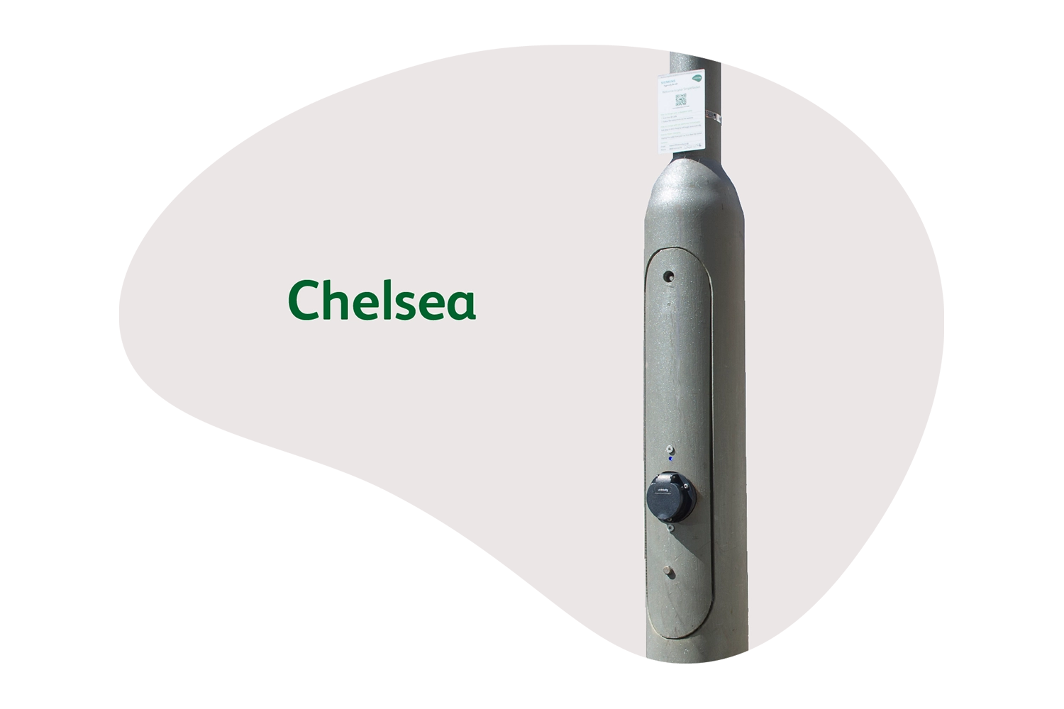 Illustration of ubitricity's public lamppost charging solution Chelsea, which can be used by local authorities to install charging stations in residential areas.