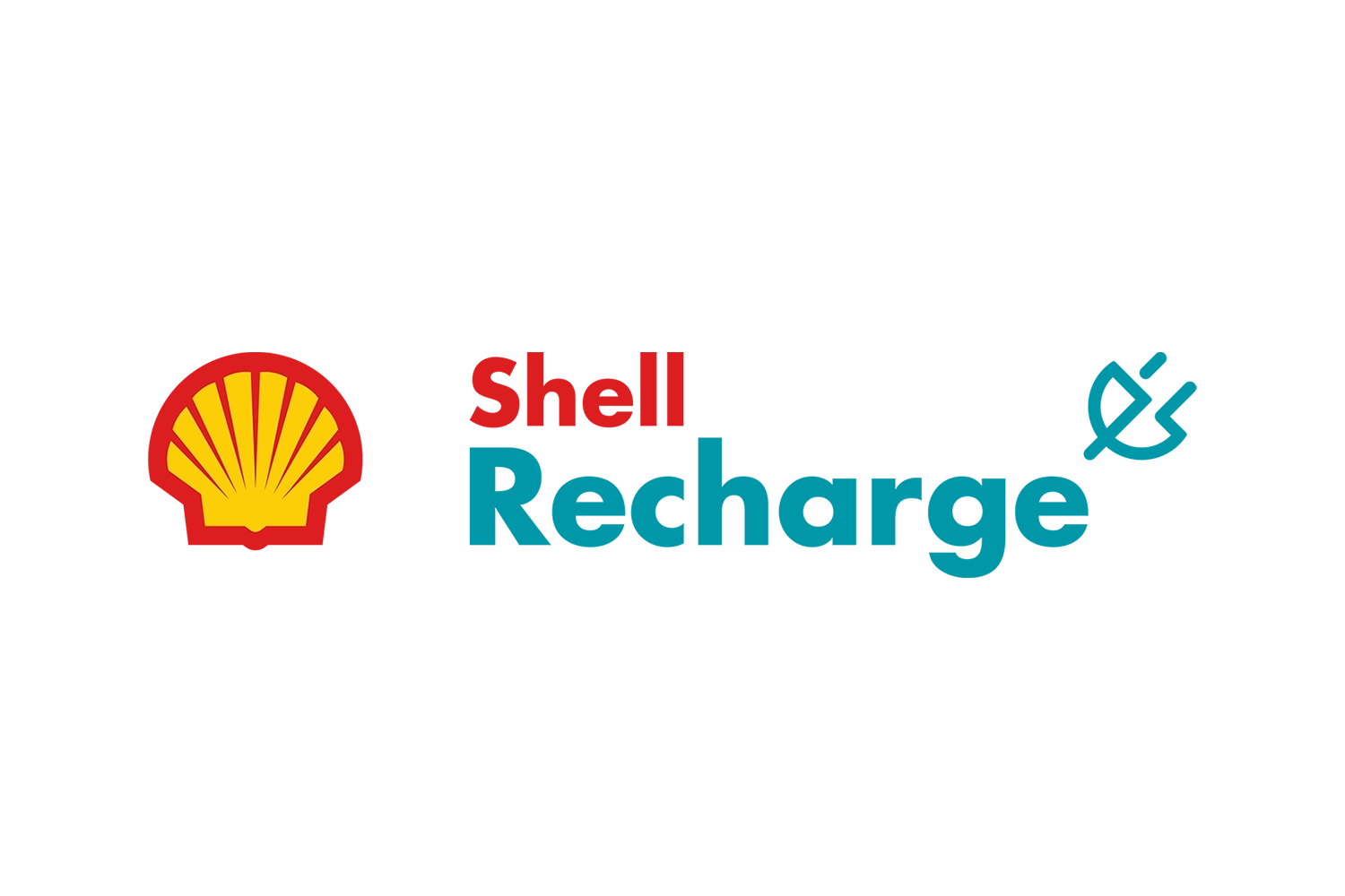 Shell Recharge-logo voor eenvoudig opladen in elke rijsituatie voor bestuurders van e-auto's.