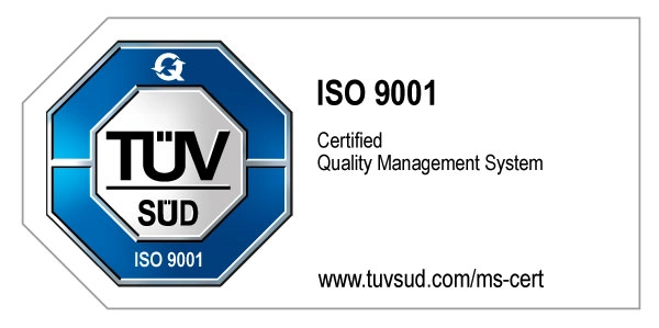 Logo of the Tüv-ISO 9001 certification, whose standards ubitricity meets.